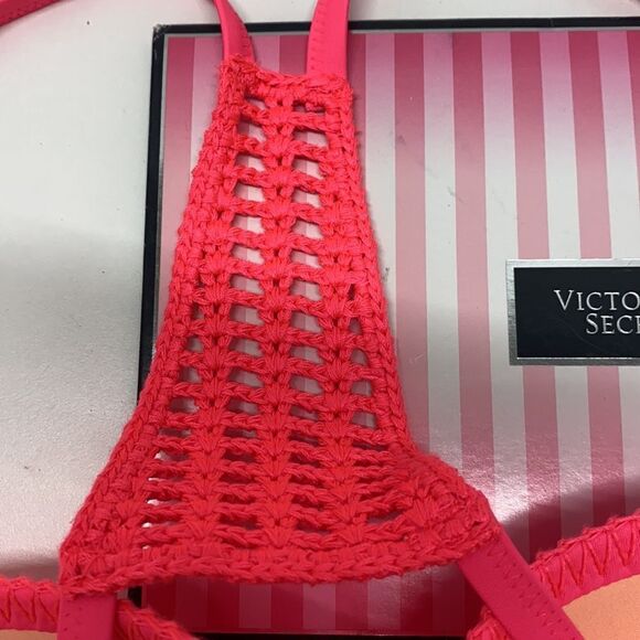 🔥🏖VICTORIA SECRET  swimsuit The Fabulous/The strappy cheeky Hot pink  New - Picture 7 of 7